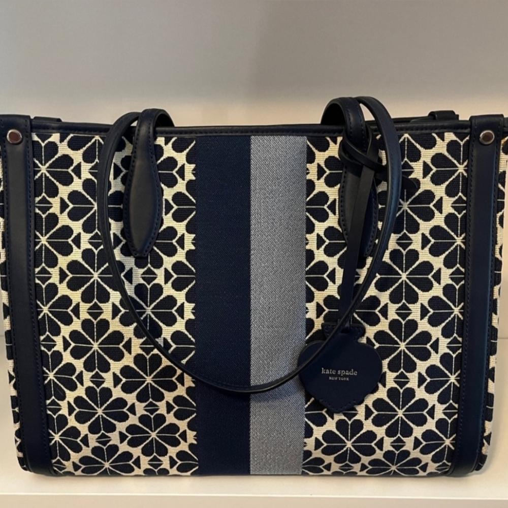 Kate Spade Flower Jaquard Striped Tote